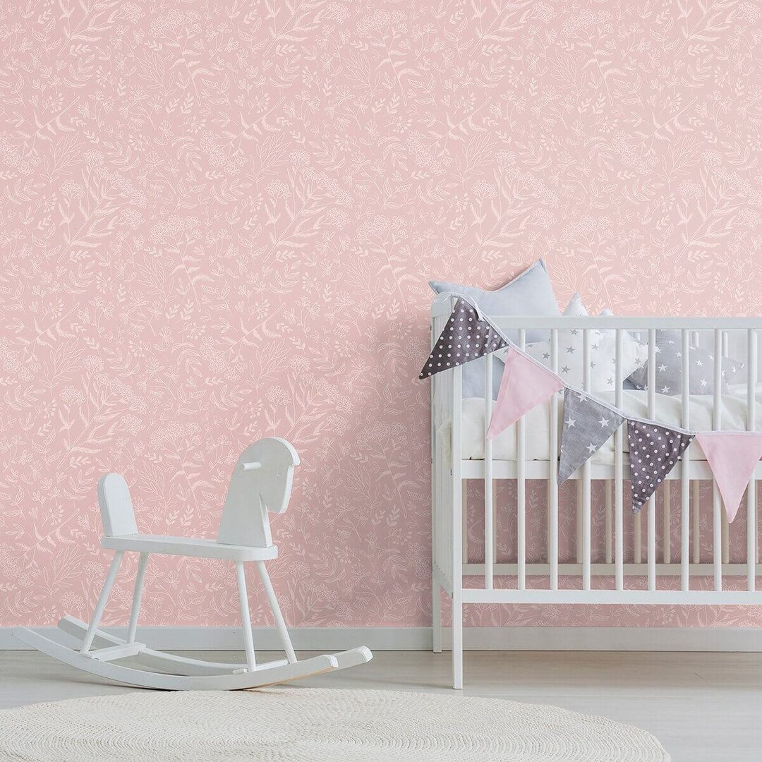 Pink Floral Baby Peel and Stick Removable Wallpaper 2964 Etsy