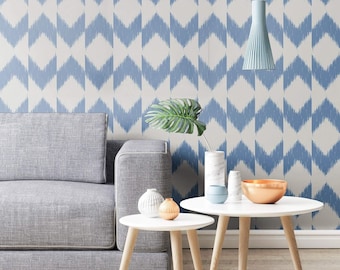 Blue Ikat Geometric Peel and Stick Removable Wallpaper 5475