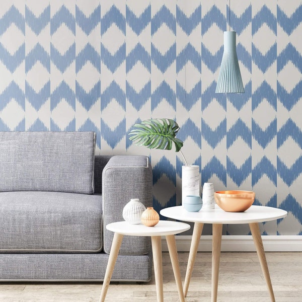 Blue Ikat Wallpaper Etsy