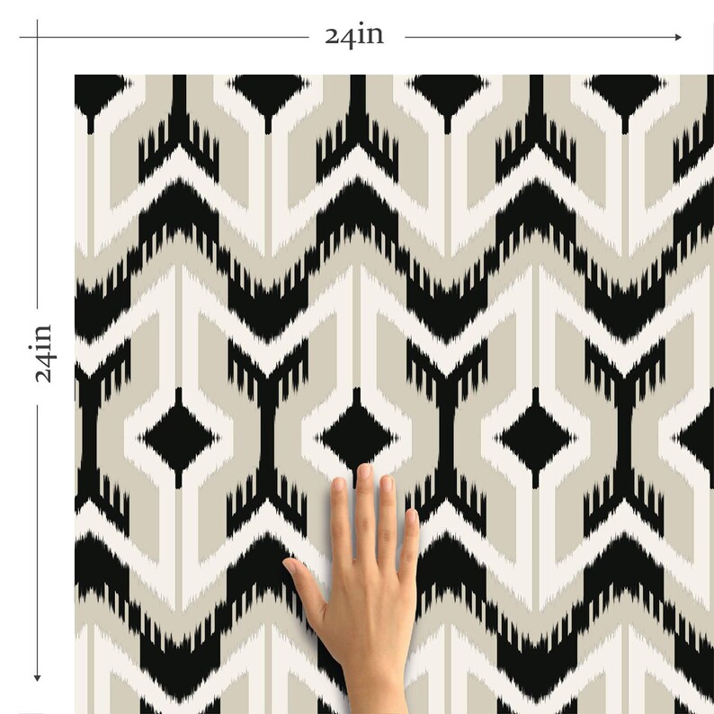 Black and White Contemporary Geometric Peel and Stick Etsy