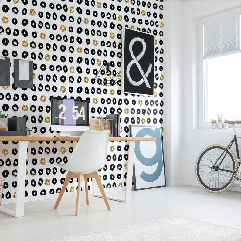 Black and Yellow Peel and Stick Removable Wallpaper 6530 Etsy