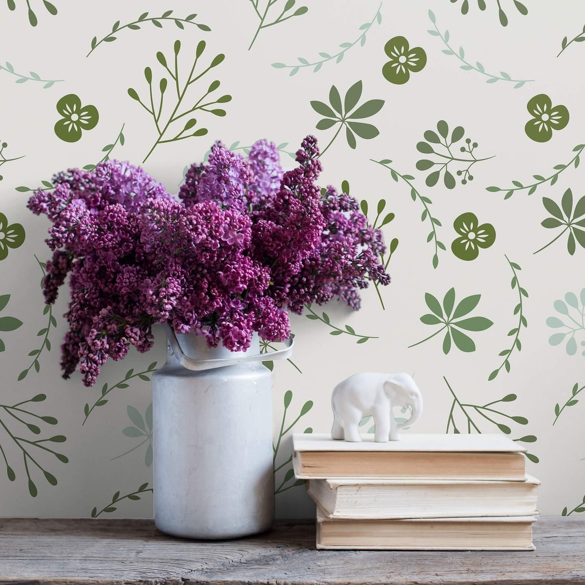 Green Botanical Floral Peel and Stick Removable Wallpaper 4920 - Etsy