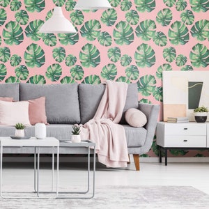 Pink Botanical Floral Peel and Stick Removable Wallpaper 2421 - Etsy