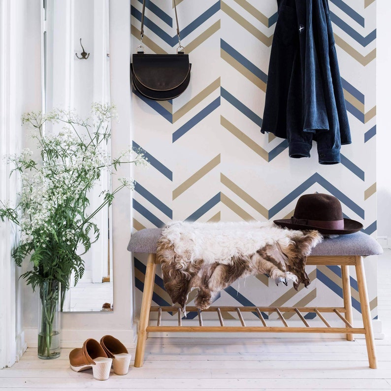 Blue Geometric Peel and Stick Removable Wallpaper 1742 - Etsy