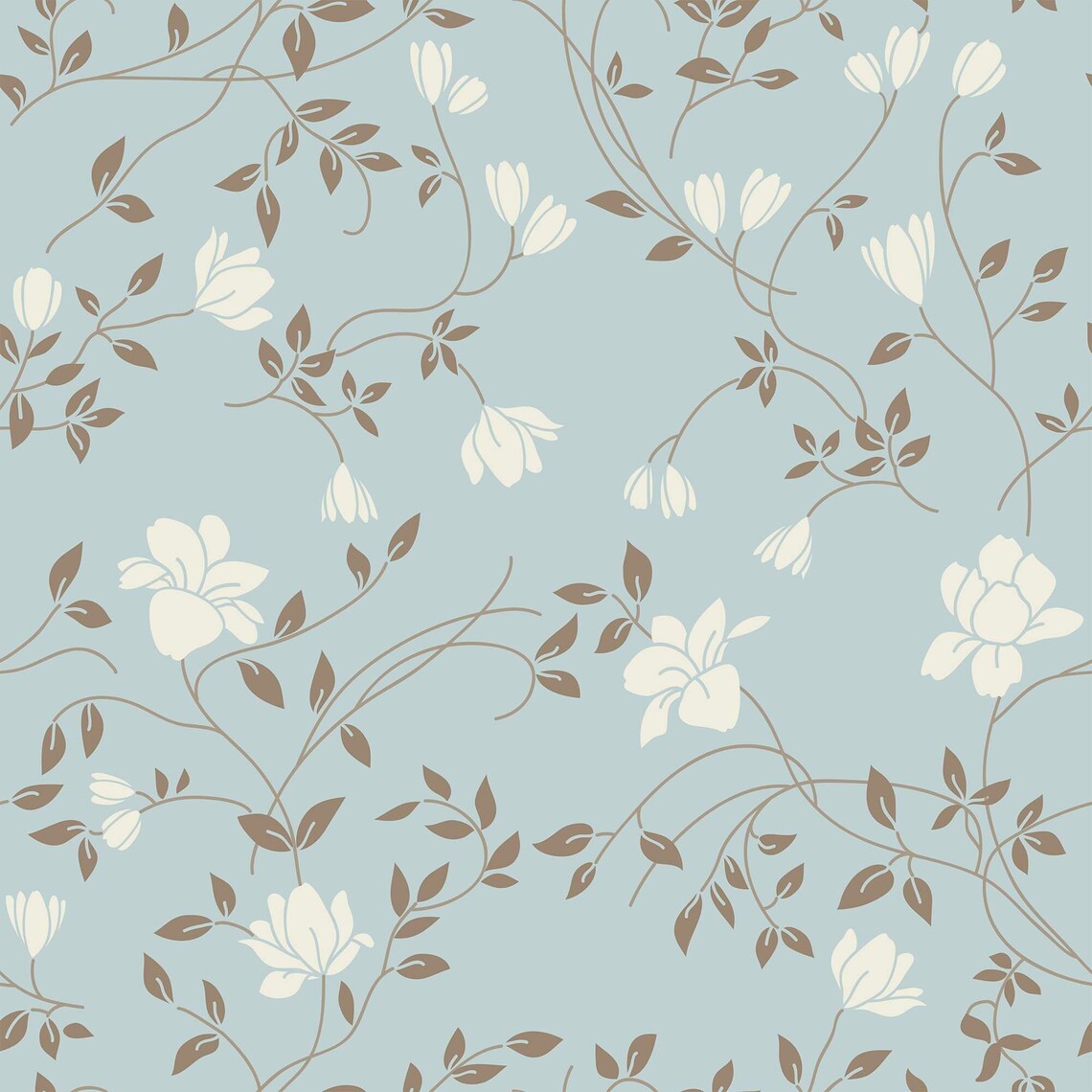Blue Floral Peel and Stick Removable Wallpaper 4338 Etsy