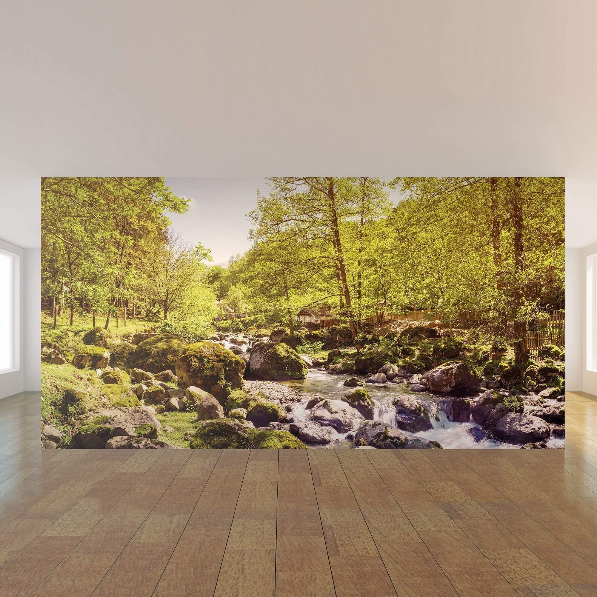 Green Forest Landscape Peel and Stick Removable Wall Mural 3632 - Etsy