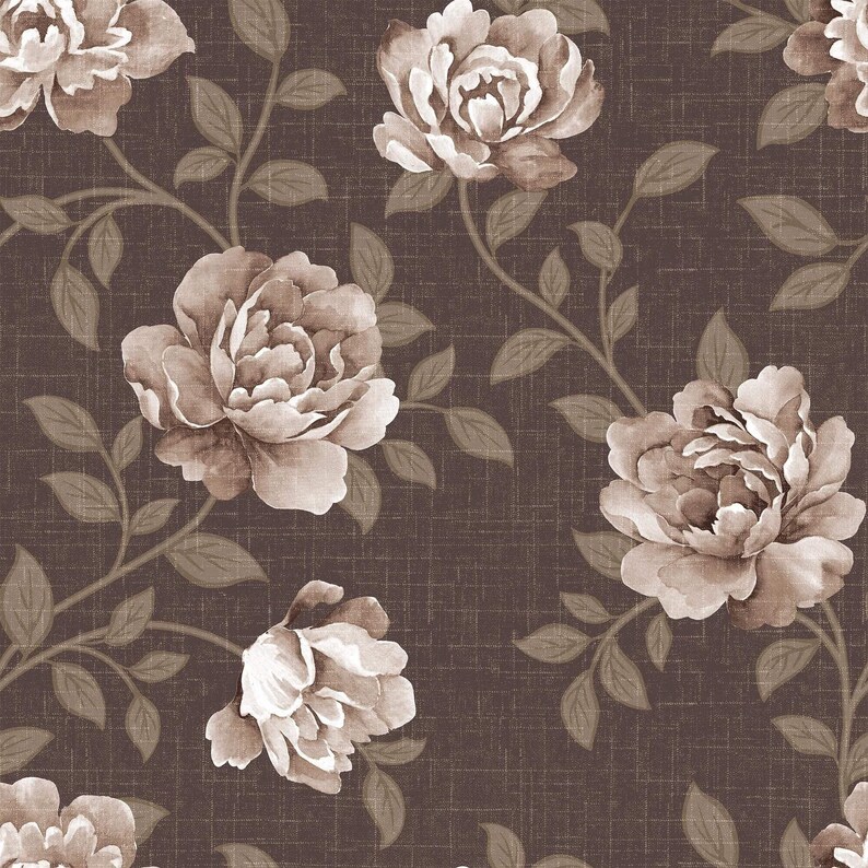Brown Textured Floral Peel and Stick Removable Wallpaper 1645 - Etsy