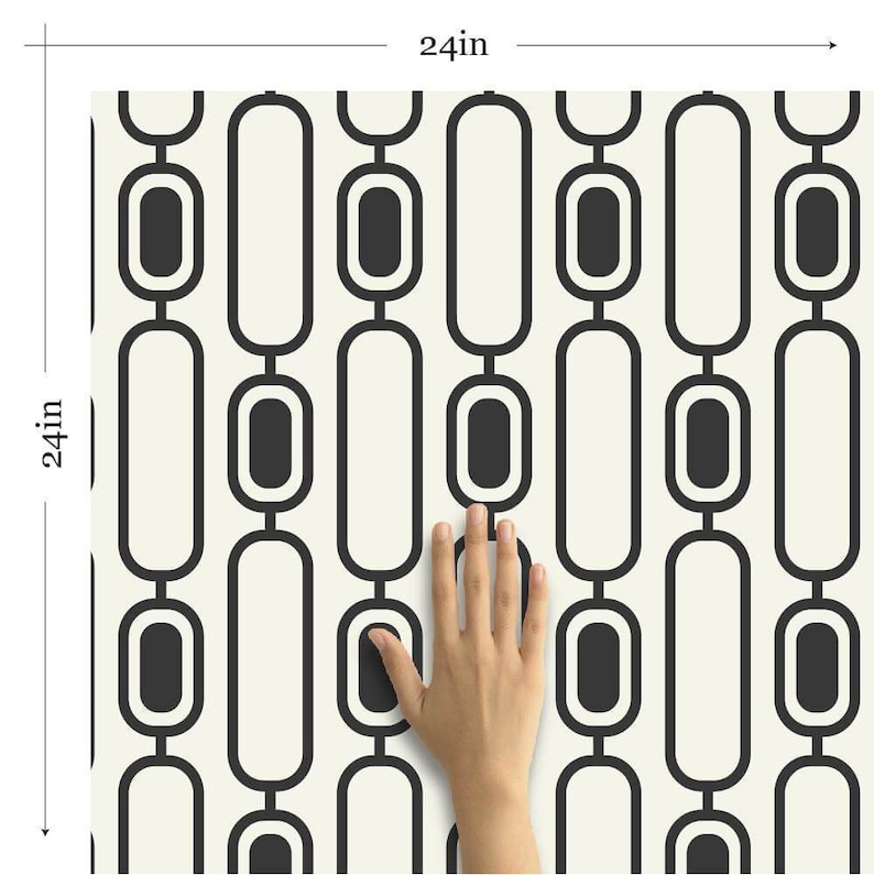 Black and White Motif Geometric Peel and Stick Removable Etsy