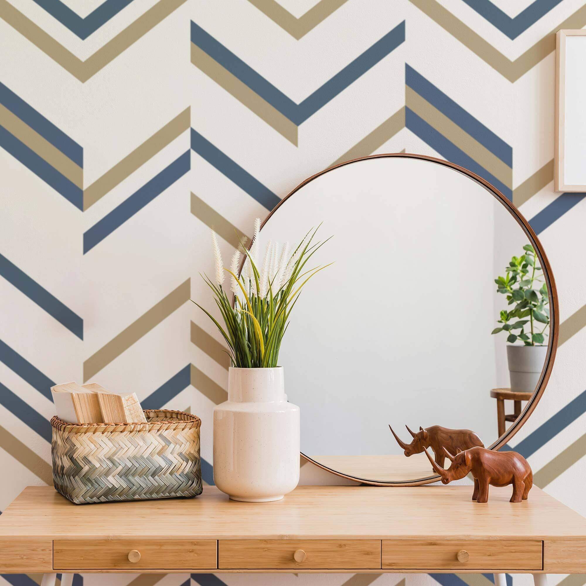 Blue Geometric Peel and Stick Removable Wallpaper 1742 - Etsy