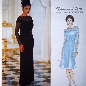 Vogue 1503 Oscar de la Renta Wzór sukni: Koronkowy karczek, suknia z fiszbinami