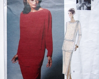 Vogue 1218 -  layered, tapered dress from wool crepe or linen, by Tom & Linda Platt