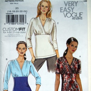 Vogue 8649, simple knit top with cut-on sleeve, v-neck and gathers