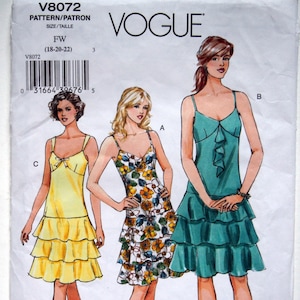 Vogue 8072, summer dress with spagetti straps and ruffles