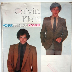 May include: A vintage sewing pattern for a blazer by Calvin Klein. The pattern is for Vogue American Designer pattern number 2257.