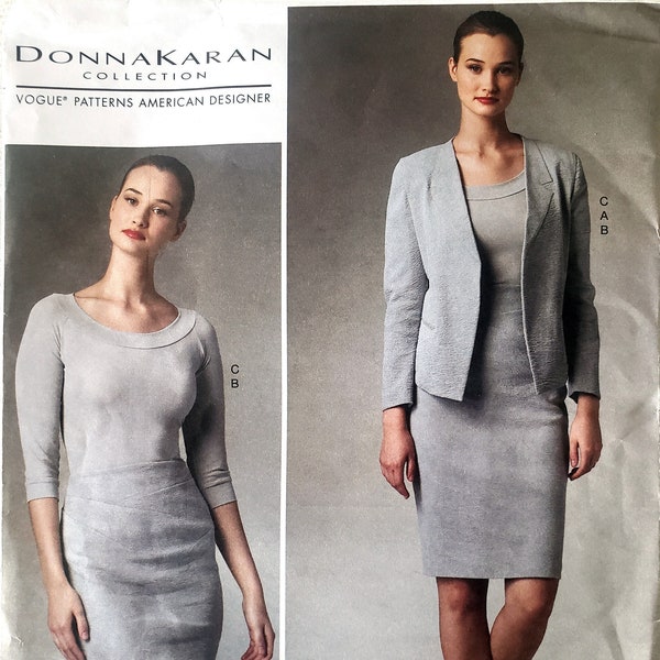 Vogue 1389, open-front jacket, high waisted skirt and raglan sleeve top , by Donna Karan