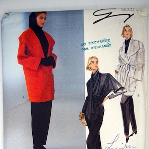 May include: A vintage Vogue Patterns sewing pattern with illustrations of women's coats and jumpsuits. The cover displays a red coat, a white coat, and a black jumpsuit. The pattern is labelled "Designer Original" and includes the size range 8-10-12.