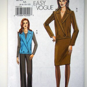 May include: A sewing pattern for a jacket and skirt. The pattern is for sizes 6-8-10-12 and is from Very Easy Vogue. The pattern number is V8523.