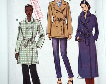 Vogue 9367, double-breasted coat with belt and notched collar