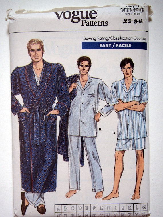 Vogue 7079 Men s Robe Pajamas Etsy