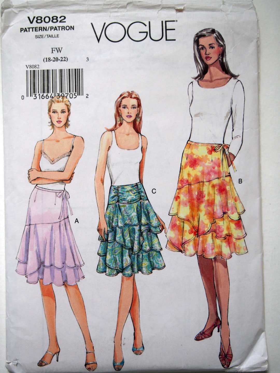 Vogue Ruffles Vogue 8082, Tiered Skirt With Asymmetric Ruffles - Etsy