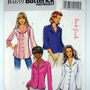 May include: A Butterick B4659 sewing pattern envelope featuring illustrations of four jacket variations. The designs include button-front closures, notched collars, and flared sleeve cuffs. The pattern is labelled size FF (16-18-20-22).