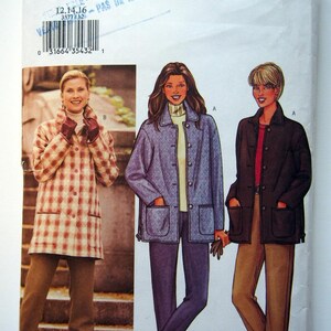 May include: A Butterick sewing pattern envelope, displaying three women in different coat designs. The envelope is white with the number 3577 at the top. The models are wearing coats in various colours and patterns, with sizes 12, 14, and 16 listed.