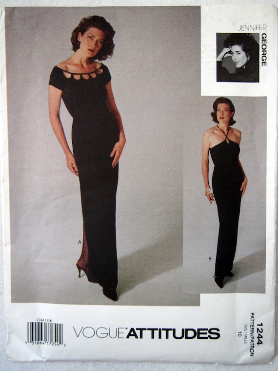 Vogue 1244 - Maxi Evening Dress With Unique Neckline or Halter Straps, by  Jennifer George - Etsy