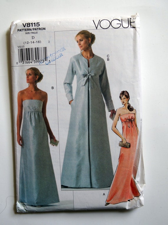 Vogue 8115 - A-line Empire Waist Formal Gown - Misses' Dress