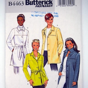 Butterick 4463, dopasowana kurtka, możliwość wiązania paskiem, dwie długości, rozmiar petite plus