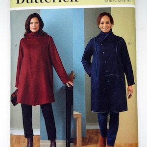 Puede incluir: Patrón de costura Butterick B6919, talla B5 (8-10-12-14-16), con dos variantes de abrigo de Katherine Tilton. El modelo A es un abrigo rojo oscuro liso con cuello alto. El modelo B es un abrigo azul oscuro con cuello alto y cierre de botones.