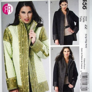 Peut inclure: Patron de couture McCall's M6456 pour une veste matelassée. Le patron propose plusieurs modèles de vestes, avec différentes options de tissus et de couleurs. Le patron est conçu par Linda Carr.