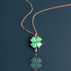 Four Leaf Clover Good Luck Necklace, Flower Necklace, St Patricks Day, Bridesmaid Gifts, Shamrock Necklace, Green Necklace, Christmas Gift image 1