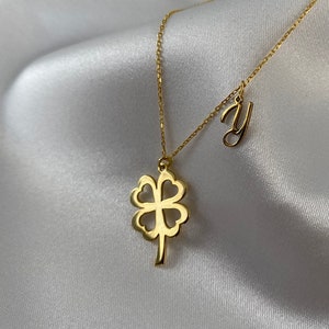 Clover Necklace,Persolized Gift, Letter, Silver Customised Necklace, Custom Necklace, Handwriting Jewelry,Gift for Mom,Personalized Necklace