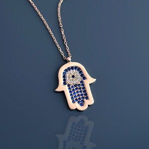 Hand of fatima necklace rose gold Clearance
