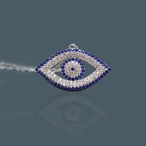 The Eye Silver Necklace for Women - 925 Sterling Silver, Dainty Necklace, Delicate Jewelry, Hamsa, Gift For Her,  Christmas Gift