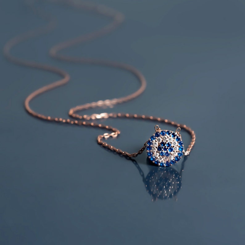 Hamsa 925 Sterling Silver,Symbolic Evil Eye Necklace With Matching Earrings Circle Evil Eye Rose Gold Silver Earrings /& Necklace Set