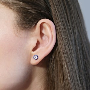 Evil Eye Earrings, Rose Gold, Silver Earring for Women, Sterling Silver, Turkish Jewelry, Blue Evil Eye, Earring Studs, Casual Earrings