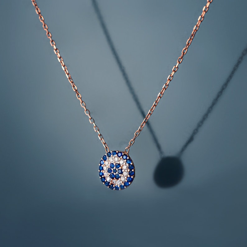 Hamsa 925 Sterling Silver,Symbolic Evil Eye Necklace With Matching Earrings Circle Evil Eye Rose Gold Silver Earrings /& Necklace Set