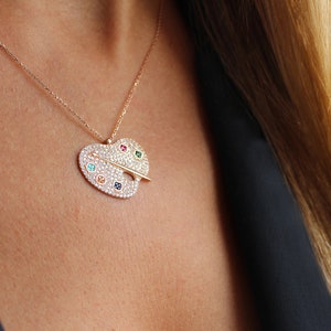 Artist Palette Pendant Necklace , Christmas Gift , Gift for Her , Artist Necklace, Painter Necklace , Paint