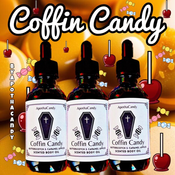 Coffin Candy Scented Bath & Body Oil | Crystal Infused Oil | All Natural Body and Massage Oil | Luxurious Bath Drops