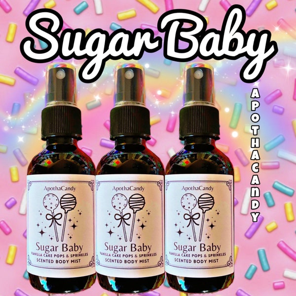 Sugar Baby Scented Body Mist | Natural Body Mist Infused with Crystals | Body and Room Spray | Aura Spray | Pillow Mist