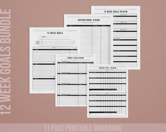 12 Week Goals Bundle - Goal Planning Templates - Goal Setting Workbook - Project Management - 12 Week Goal Planner - Yearly Goals