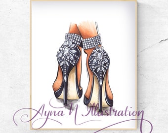 Gifts for Her Shoe Art Nude Heels  Fashion Print Fashion Illustration Fashion Artwork