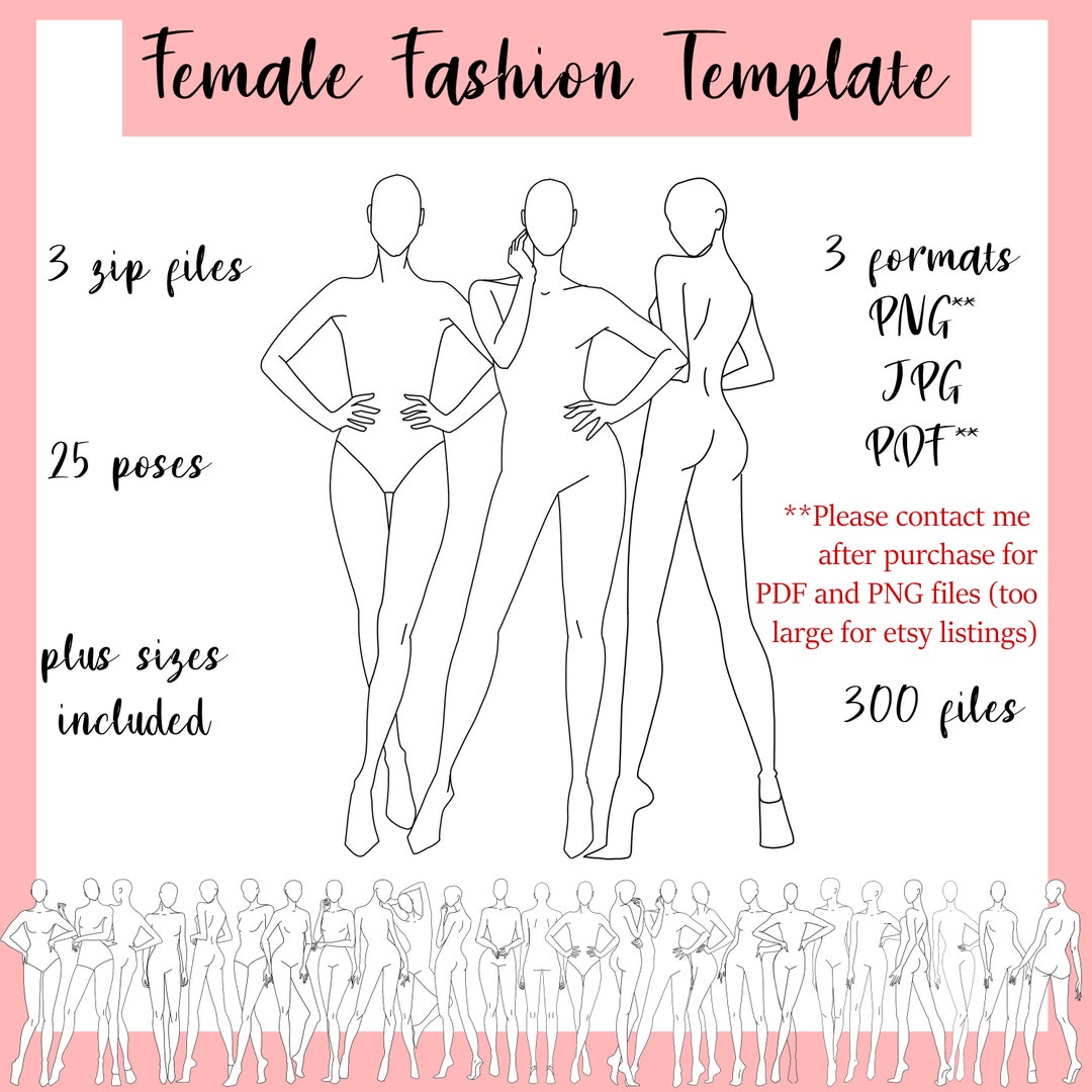 Female Fashion Croquis Pack (fashion Figure Template) - Etsy