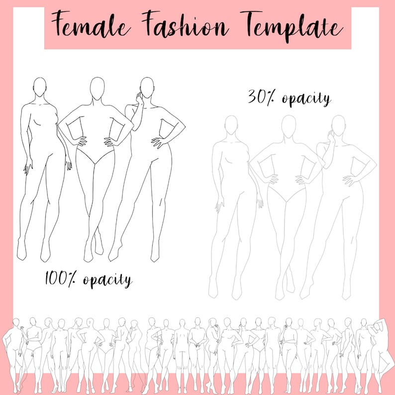 Female Fashion Croquis Pack Fashion Figure Template image 2