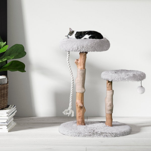 Cat Tree Tower, Modern Cat Furniture, Cat Condo, Wooden furniture for Cat, Cat Scratching Post, New Cat Gift, Cat Bed, Cat Condo | Mau