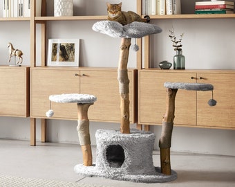 Mau | Cat Climbing Tower, Wood Cat Tower, Modern Cat Furniture, Wooden Cat Tree, Unique Cat Tree, Scratching Post, Cat Furniture, Cat Gifts