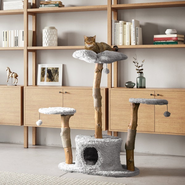 Mau | Cat Climbing Tower, Wood Cat Tower, Modern Cat Furniture, Wooden Cat Tree, Unique Cat Tree, Scratching Post, Cat Furniture, Cat Gifts