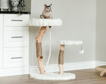 Modern Cat Tree Furniture, Wood Cat Condo, Cat Tower, Furniture for Cat, Cat Scratching Post, Luxury Cat Gift, Cat Bed, Cat Condo | Mau