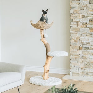 Cat Tree Tower, Modern Single Branch Cat Condo, Wood Cat Tree, Cat Climbing, Furniture For Cat, Cat Lover Gift, Cat Furniture,Cat Gift | Mau